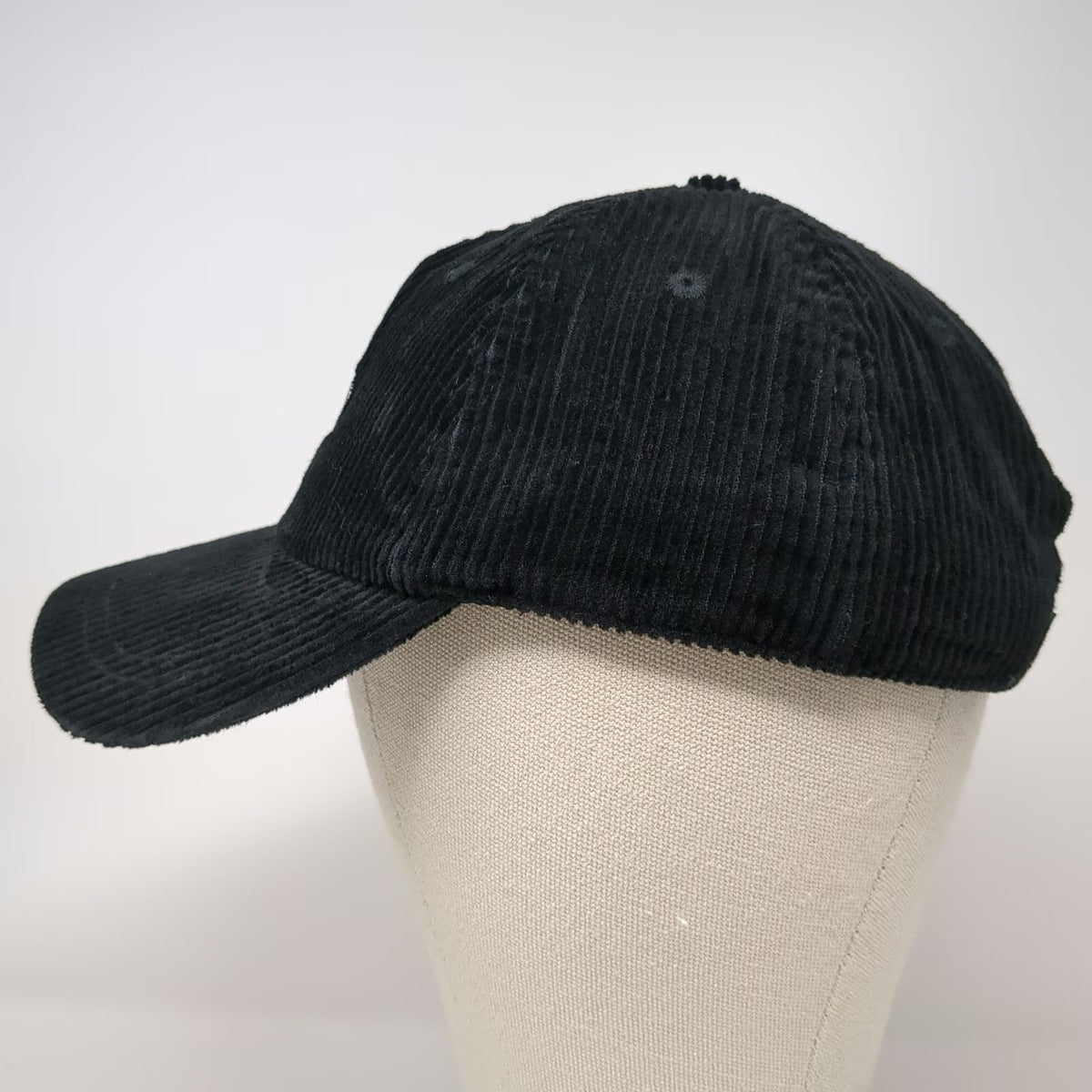 Unie 5 Panel Black Hat One Size Corduroy PestCo Logo Embroidered Slideback