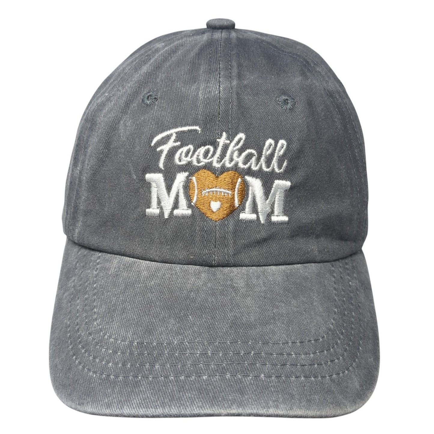 Football Mom Slideback Baseball Cap Gray One Size Adjustable Embroidered