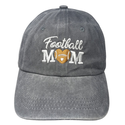 Football Mom Slideback Baseball Cap Gray One Size Adjustable Embroidered