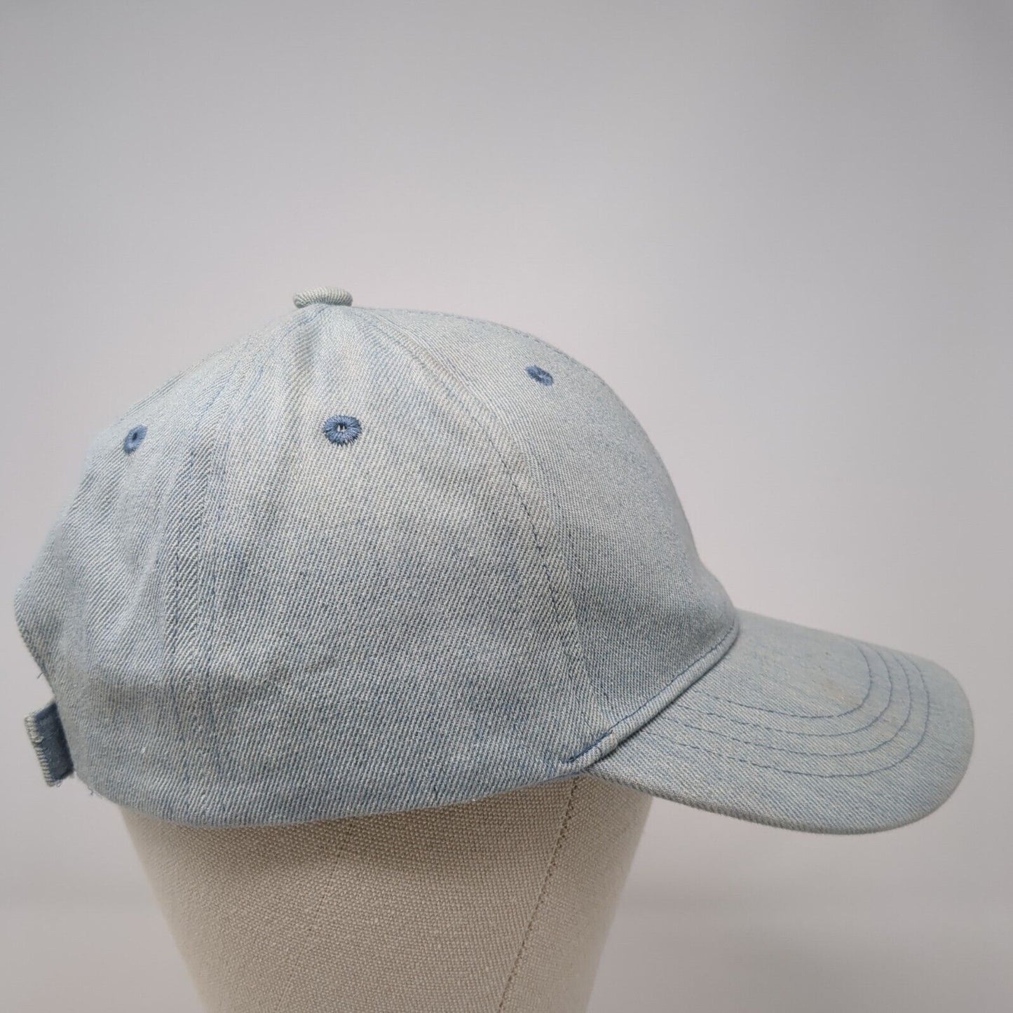 Unbranded Strapback Hat Blue OSFM Adjustable Solid Denim Blank