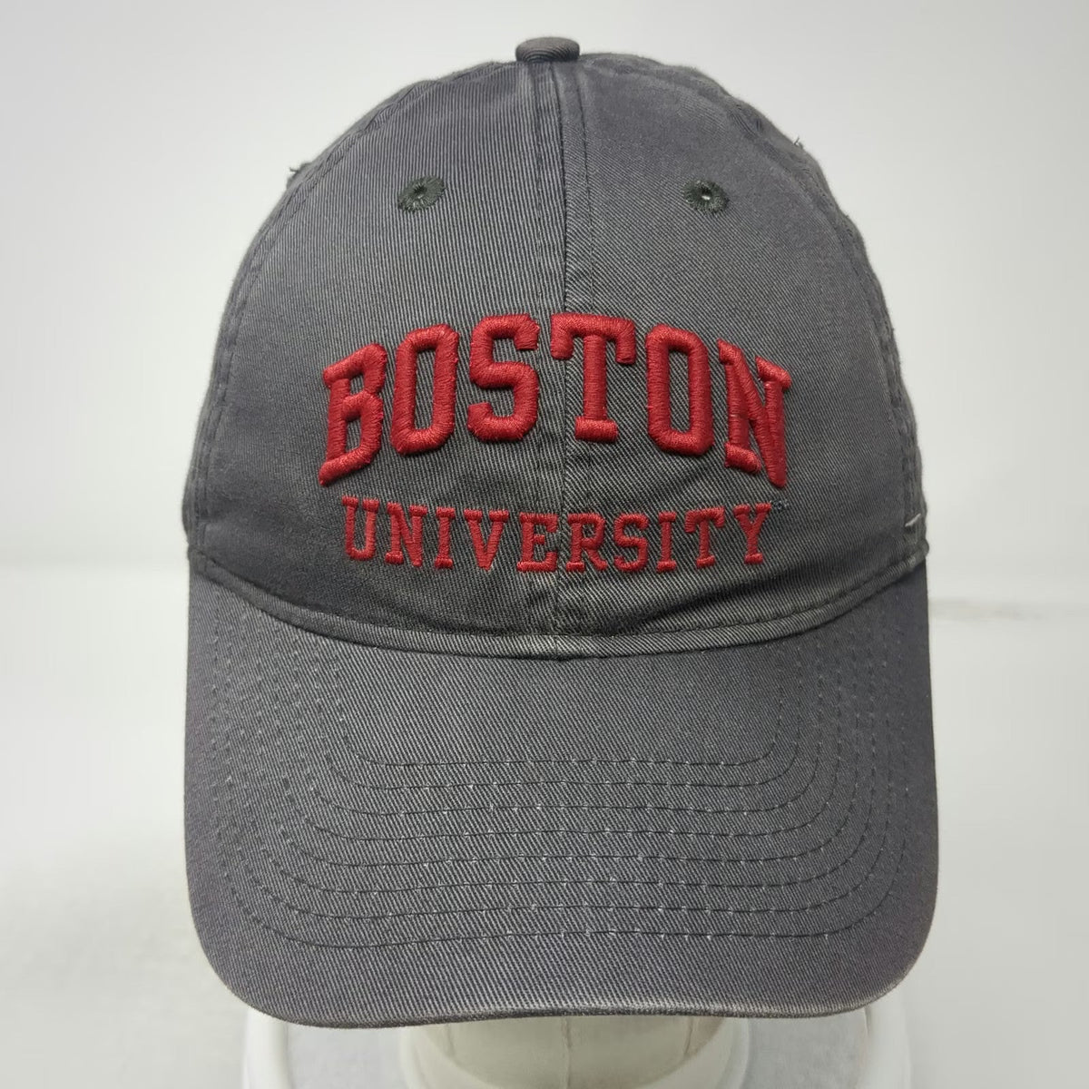 Boston University NCAA Legacy Gray One Size Red Embroidered Cap Slideback Hat