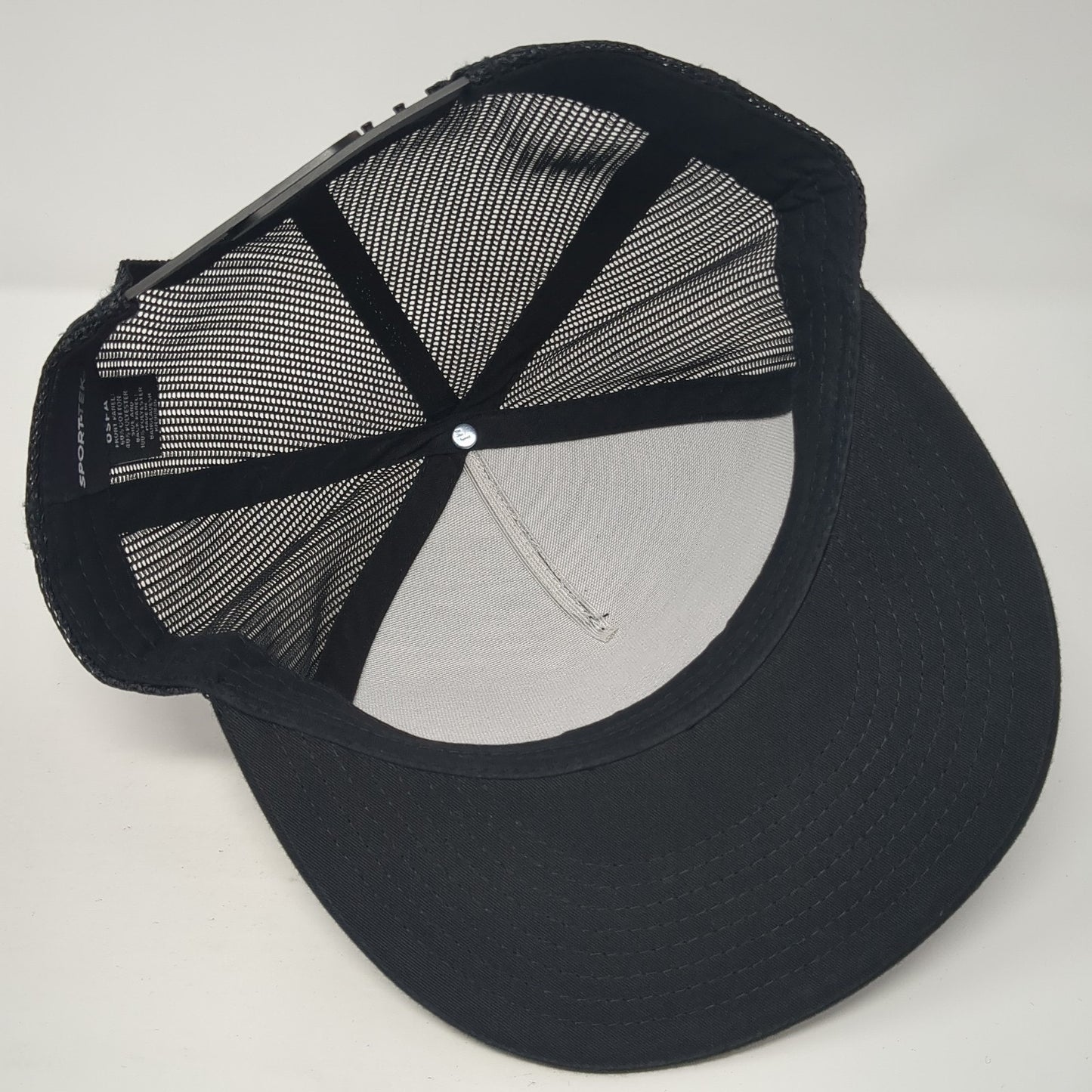 208 Properties Snapback Trucker Hat Black OS Adjustable Mesh Back Sport-Tek