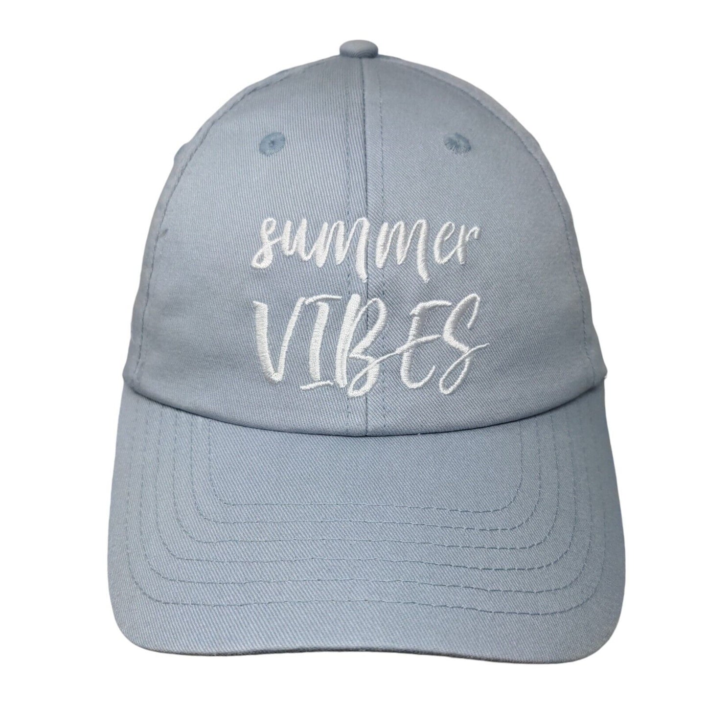 Summer Vibes Strapback Hat Blue OSFM Solid Embroidered Vent Holes