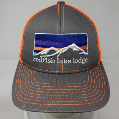Outdoor Cap Baseball Cap Gray Orange One Size Redfish Lake Lodge Idaho Mesh Hat