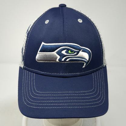 Seattle Seahawks NFL Team Apparel Blue White One Size Trucker Hat Mesh Snapback