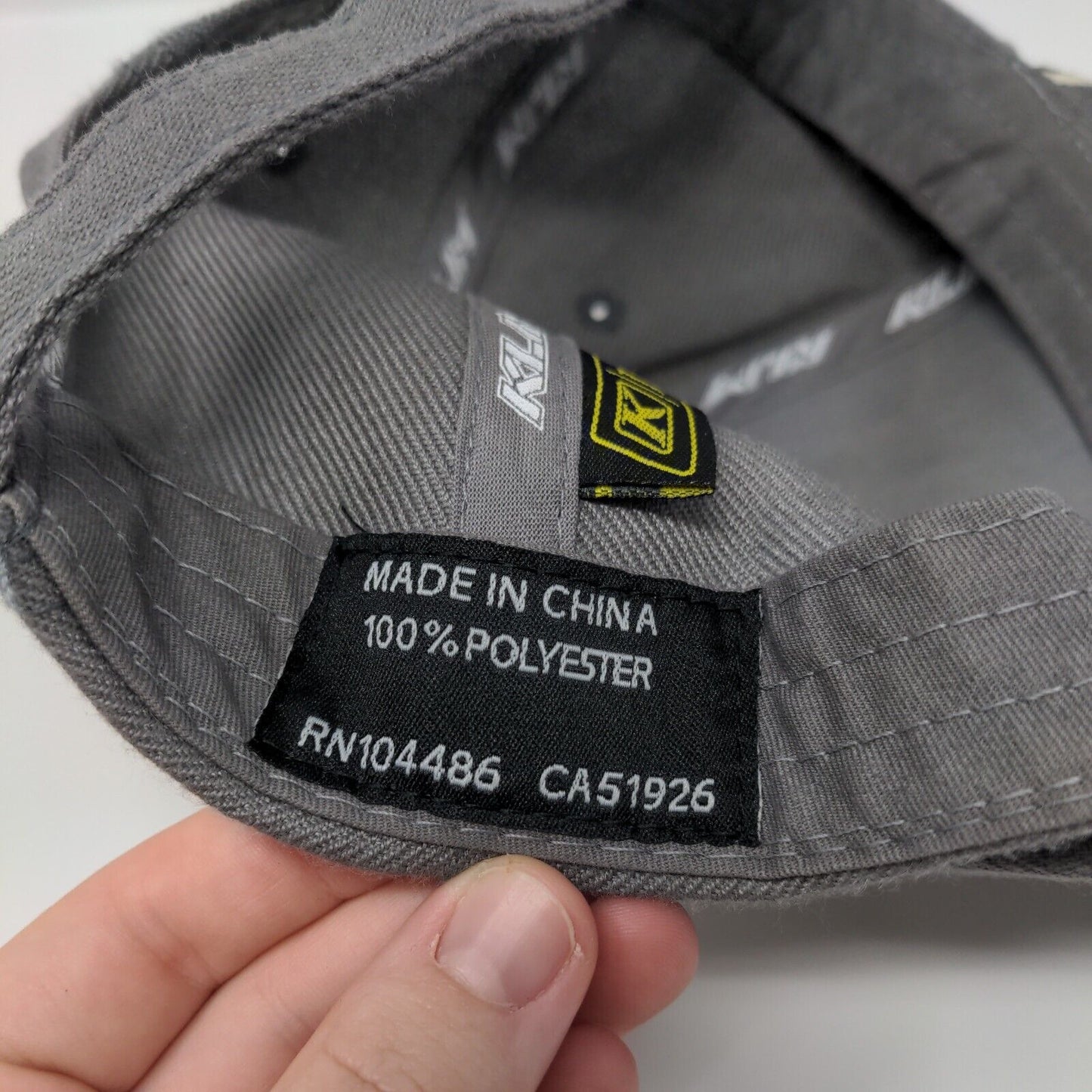 Klim Slideback Hat Gray One Size Adjustable Embroidered Vented Holes Polyester