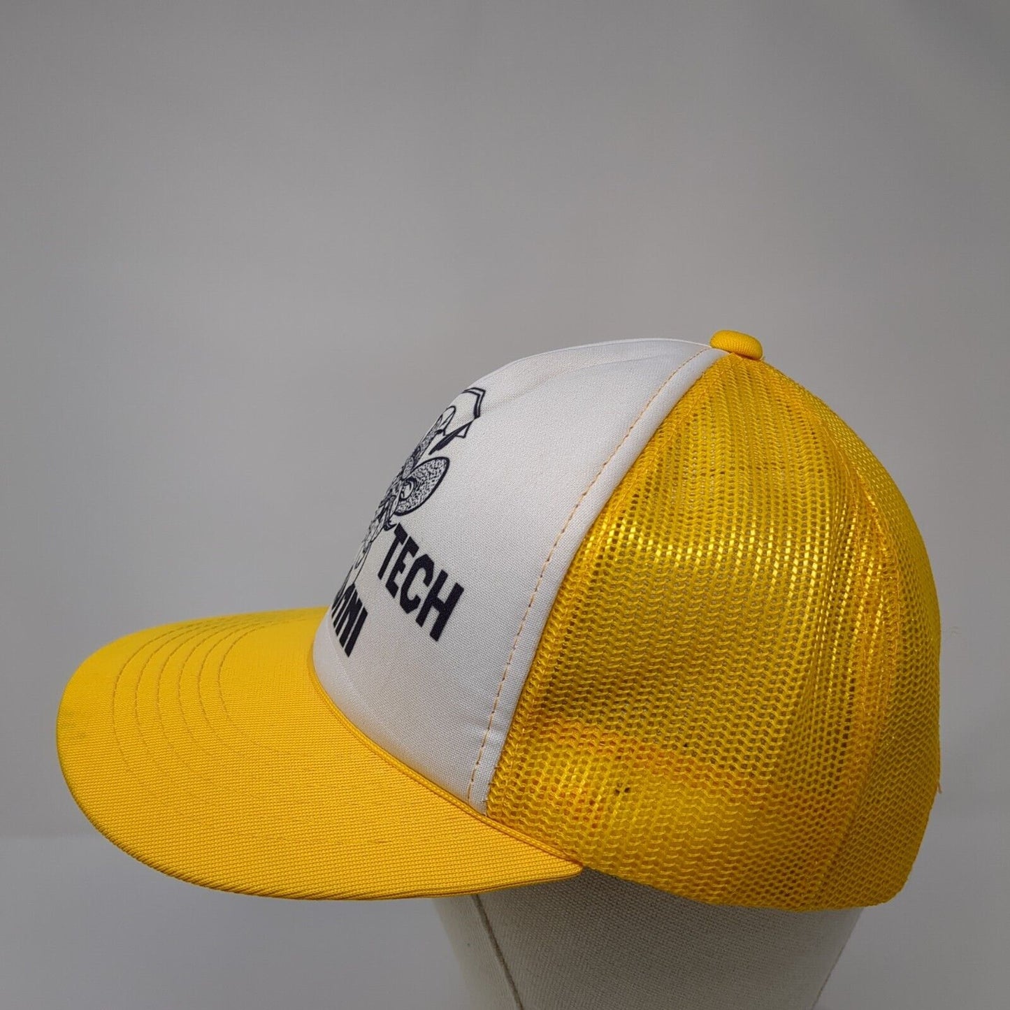 Bone Tech Alumni Snapback Trucker Hat Yellow OS Adjustable Mesh Back YR Headwear