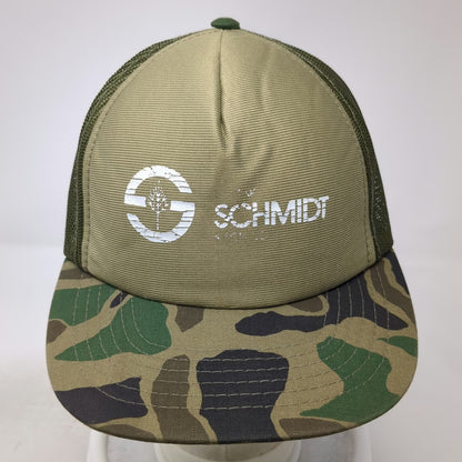 Schmidt 5 Panel Green Brown Black White One Size Hat Mesh Snapback Camo Tree