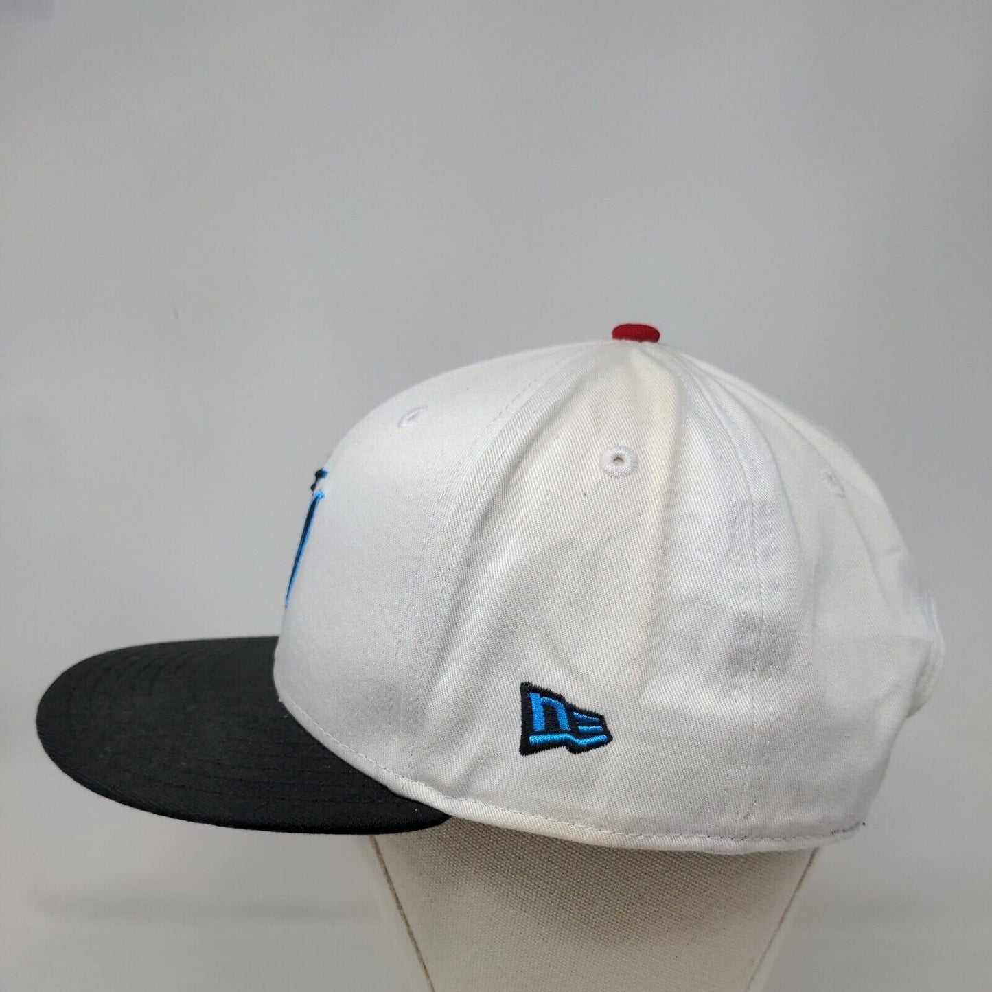New Era Men's Flat Bill Snapback Hat White OSFM Florida Marlins MLB Cotton