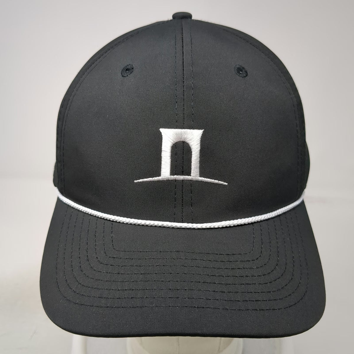 Imperial Snapback Black One Size Hat Rope Arch Logo Performance Golf Embroidered
