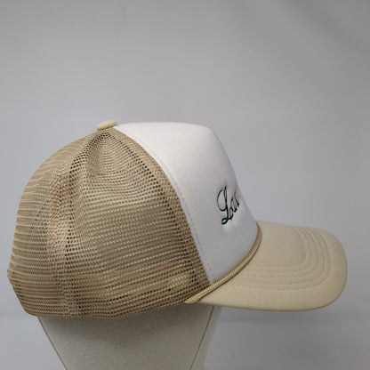 Last Chance Snapback Trucker Hat Tan OS Adjustable Embroidered Mesh Back Rope