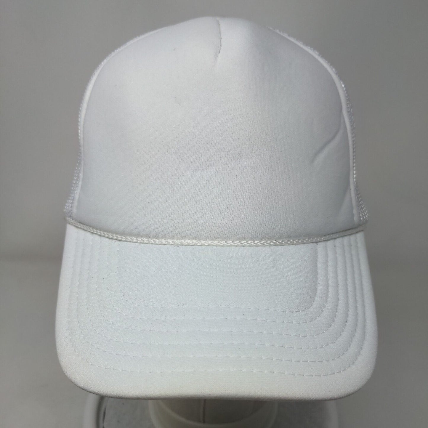 Otto Snapback Mesh Back Rope Trucker Hat White OSFM Breathable Blank