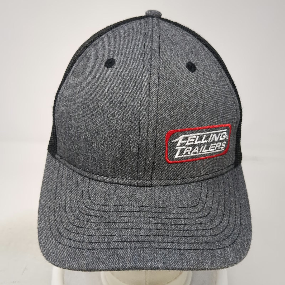 Felling Trailers Trucker Hat Gray OSFM Mesh Back Snapback Logo Patch Work Cap