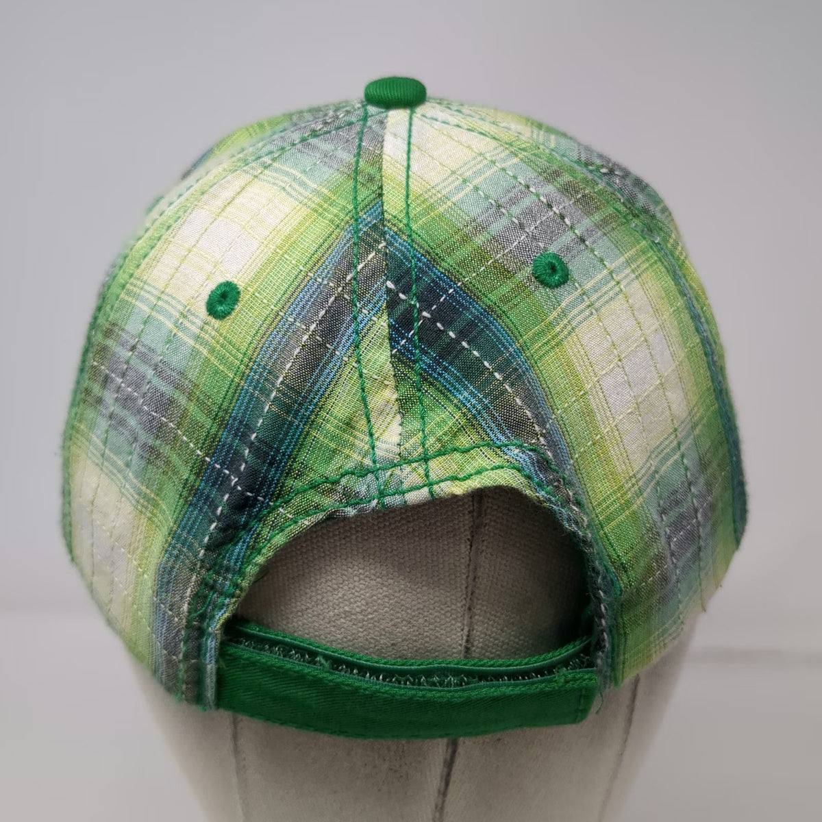 Volkswagen Baseball Cap Green One Size Daisy Plaid Distressed Brim Cotton hat