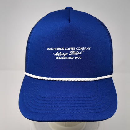 Dutch Bros Coffee Company Always Stoked Est. 1992 Trucker Hat Blue OS Mesh Rope