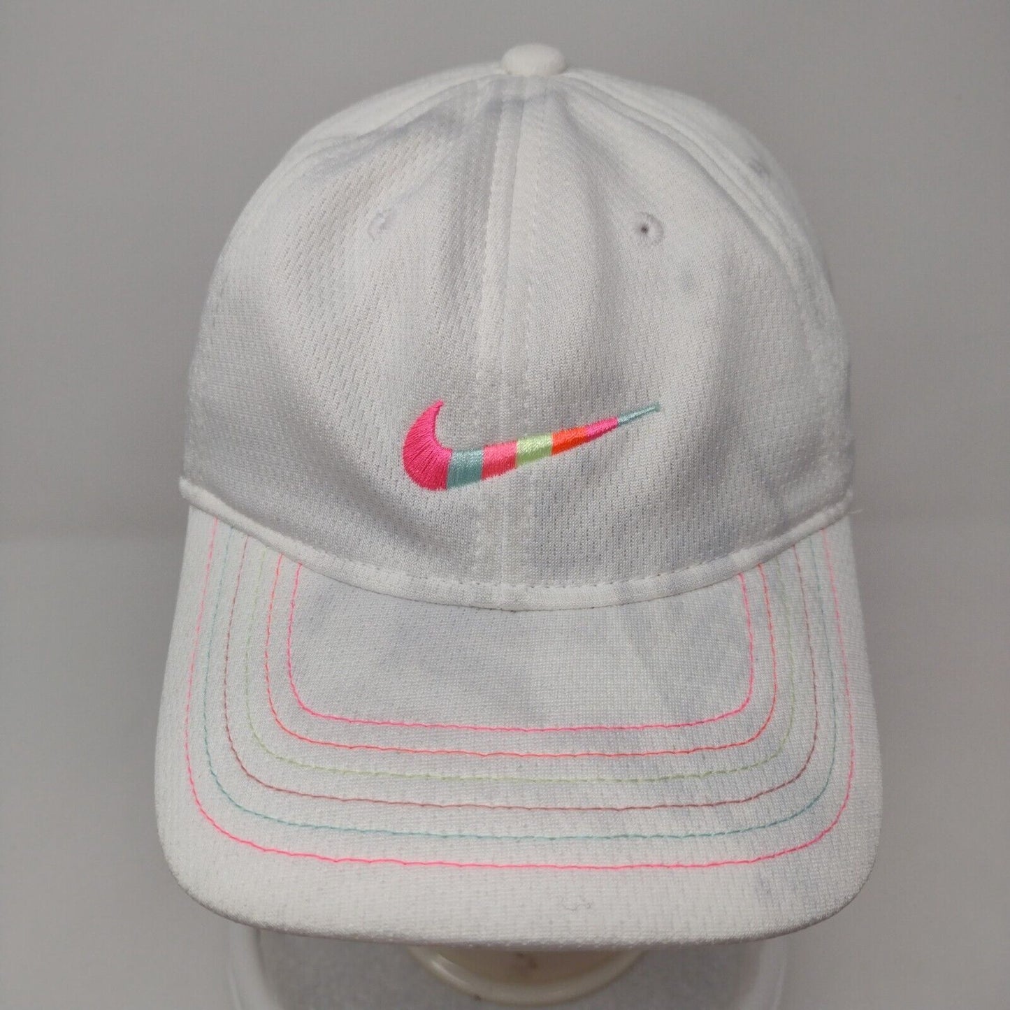 Nike Dri-Fit Child Strapback Hat White One Size Adjustable Embroidered Swoosh
