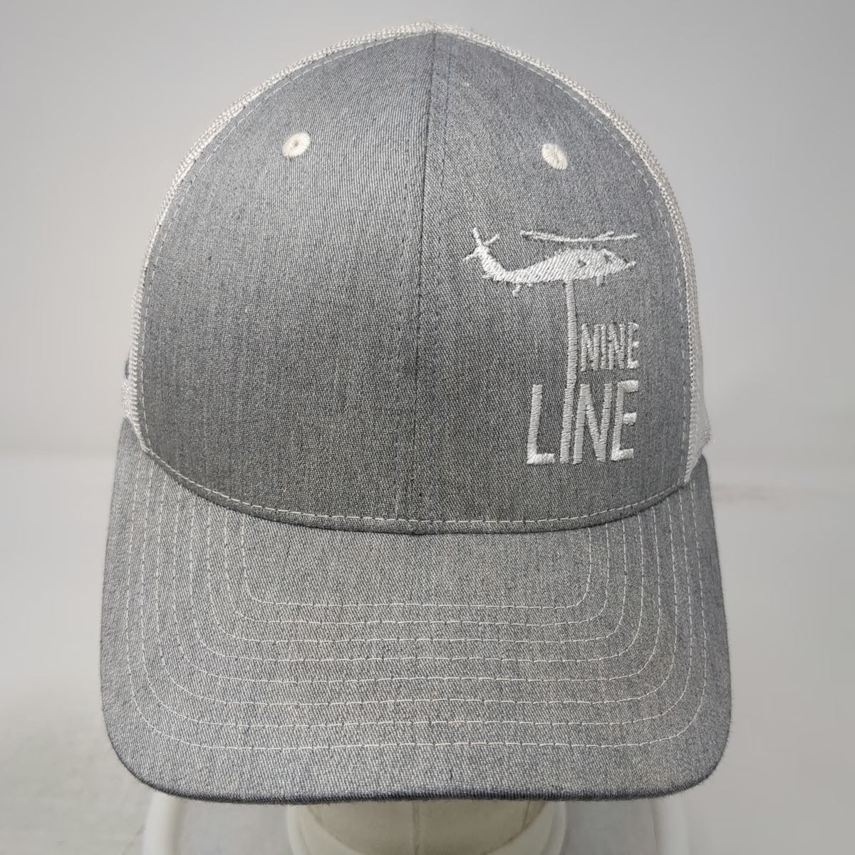 Nine Line Trucker Hat Gray One Size Mesh Snapback American Flag Helicopter