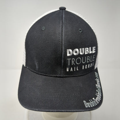 Double Trouble Bail Bonds Snapback Mesh Back Trucker Hat Black One Size