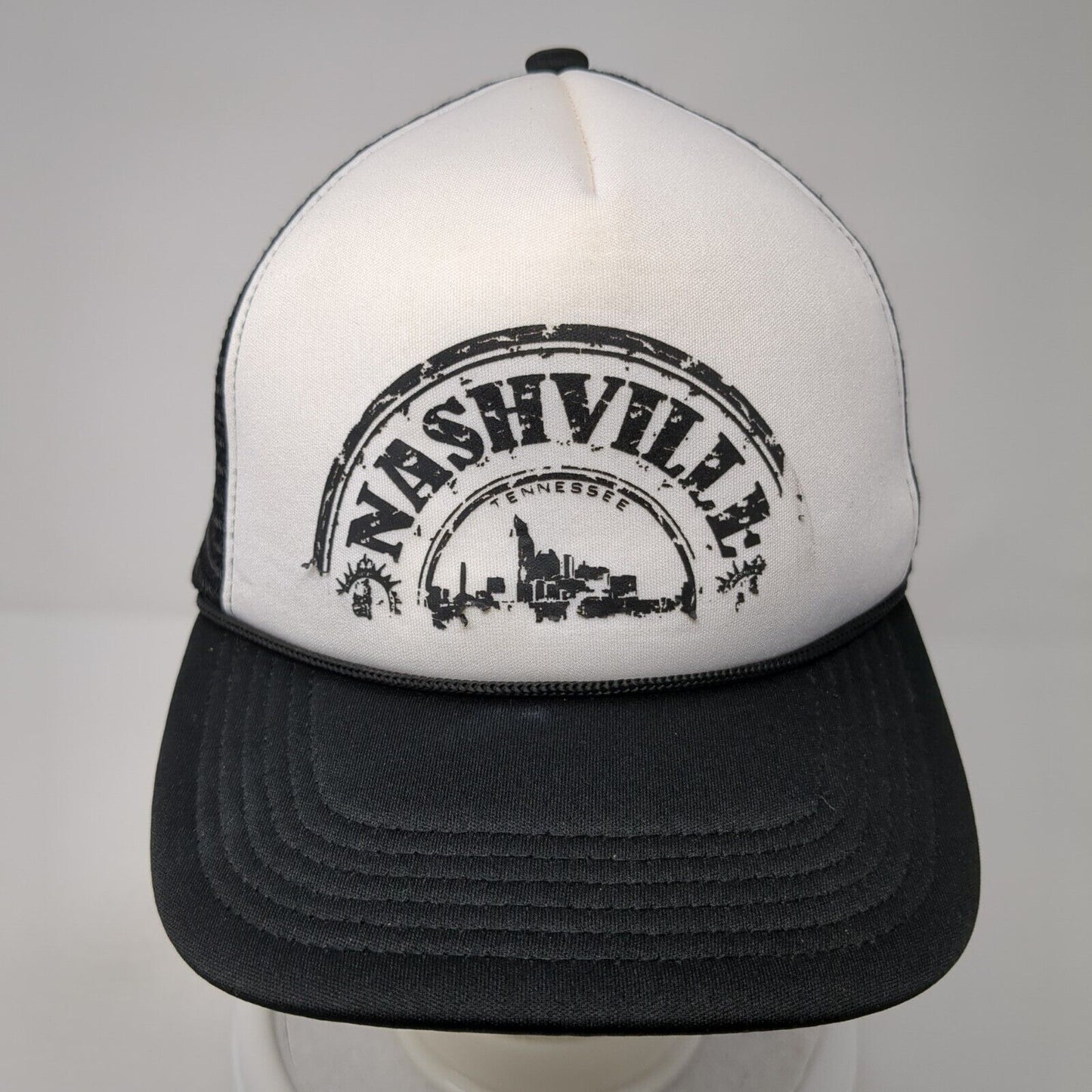 Nashville Tennessee Snapback Rope Trucker Hat Black One Size Mesh Back