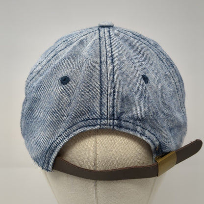 Unbranded Slideback Hat Blue One Size Solid Denim Leather Strap Blank