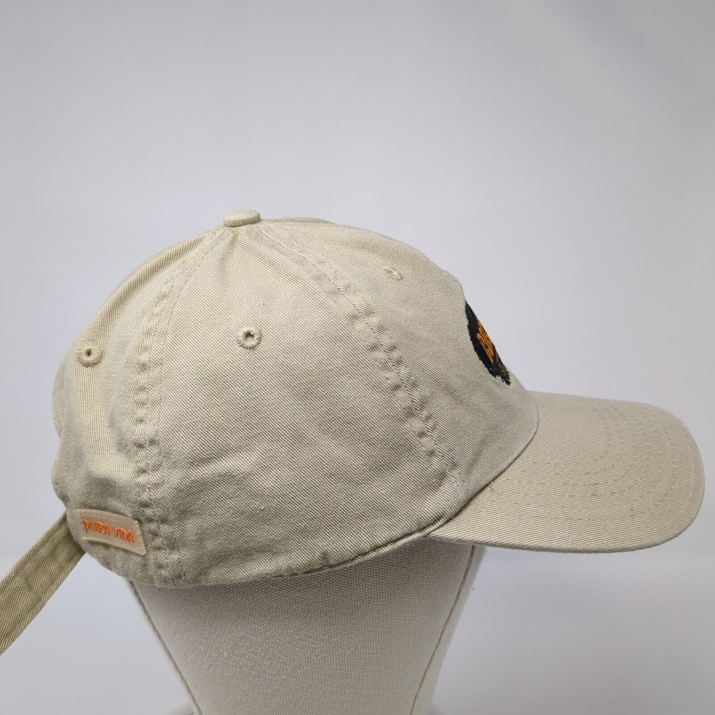 Costa Rica Pura Vida Slideback Hat Tan One Size Adjustable Embroidered 6 Panel