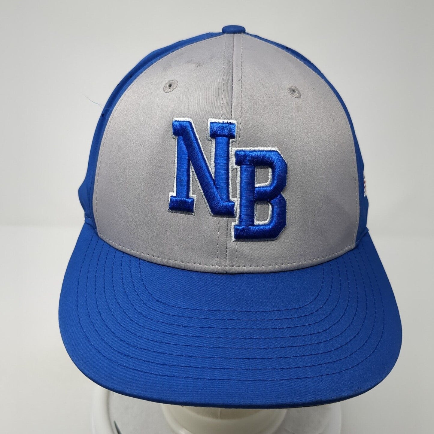 NB Fitted Hat Blue Large-XL Embroidered Laser Cut Richardson PTS Lite