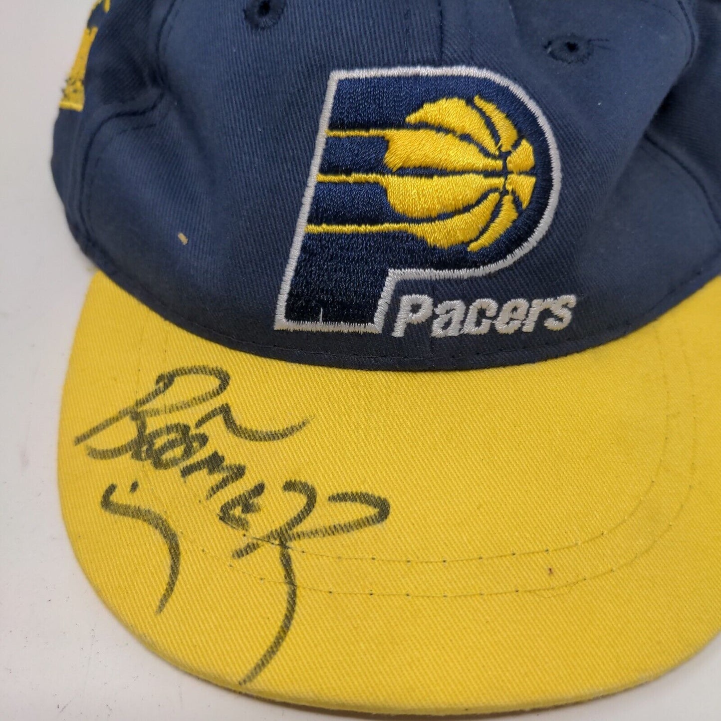 Mighty Mac Boy's Snapback Hat Blue 2-4T Yellow Indiana Pacers Autographed Boomer