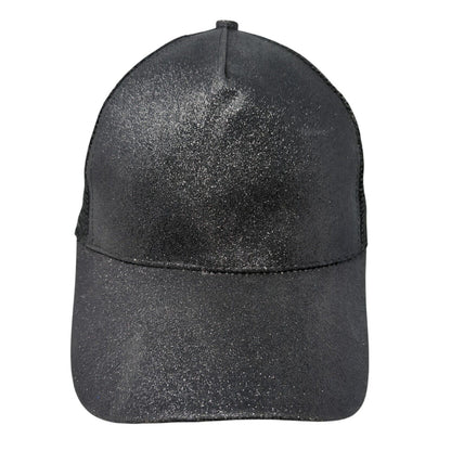 Unbranded Strapback Mesh Back Trucker Hat Black One Size Ponytail Blank