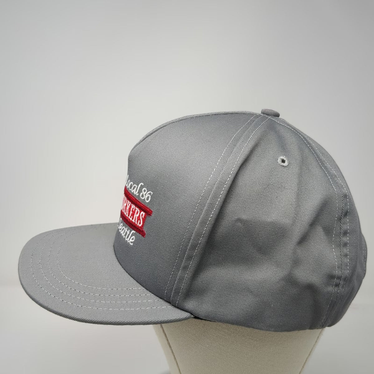 Unionwear 5 Panel Gray One Size Snapback Hat Seattle Iron Workers Local 86 USA