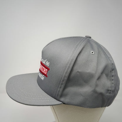 Unionwear 5 Panel Gray One Size Snapback Hat Seattle Iron Workers Local 86 USA