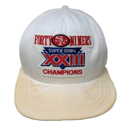 San Francisco 49ers NFL Snapback Hat White Red Blue Super Bowl XXIII Vintage USA