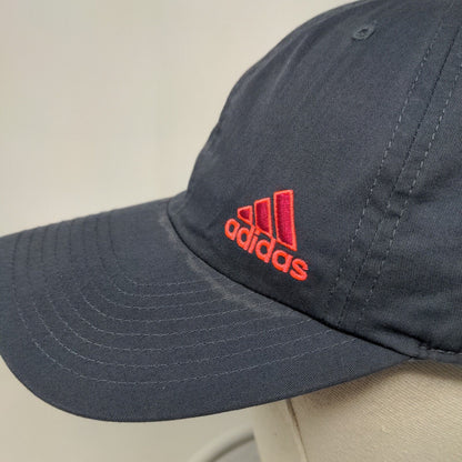 Adidas Strapback Hat Gray One Size Adjustable Embroidered Logo 6 Panel Cotton