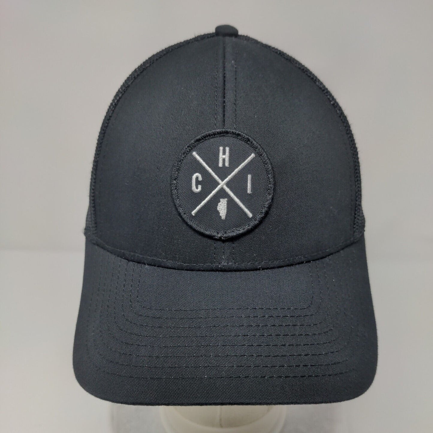 CHI Snapback Trucker Hat Black One Size Adjustable Embroidered Mesh Back HAKA