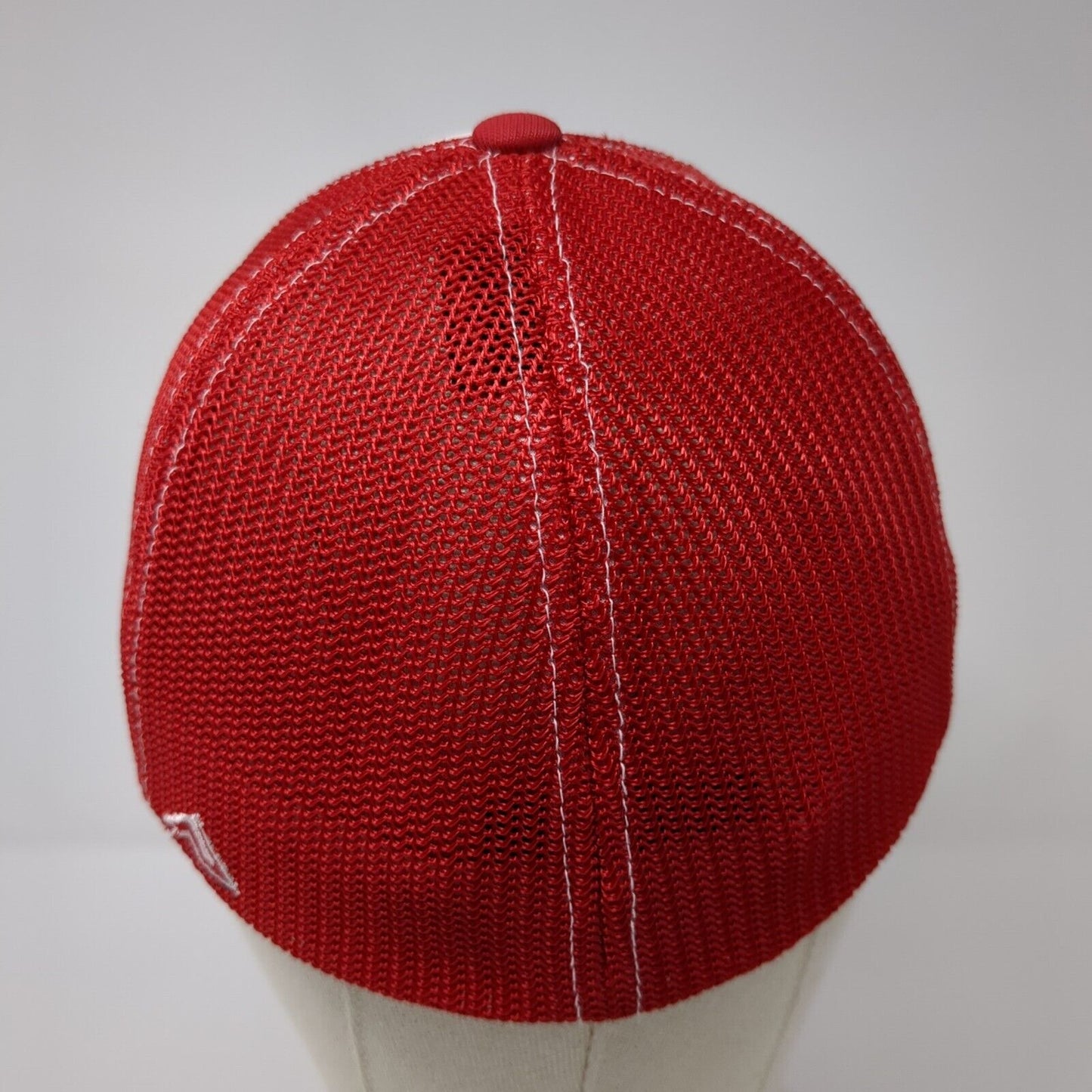 Idaho State Map Fitted Mesh Back Trucker Hat Red 6 7/8-7 3/8 Flexfit