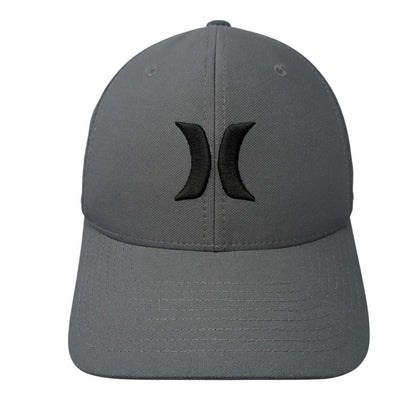Hurley Fitted Hat Gray Small-Medium Flexfit Embroidered Logo 6 Panel