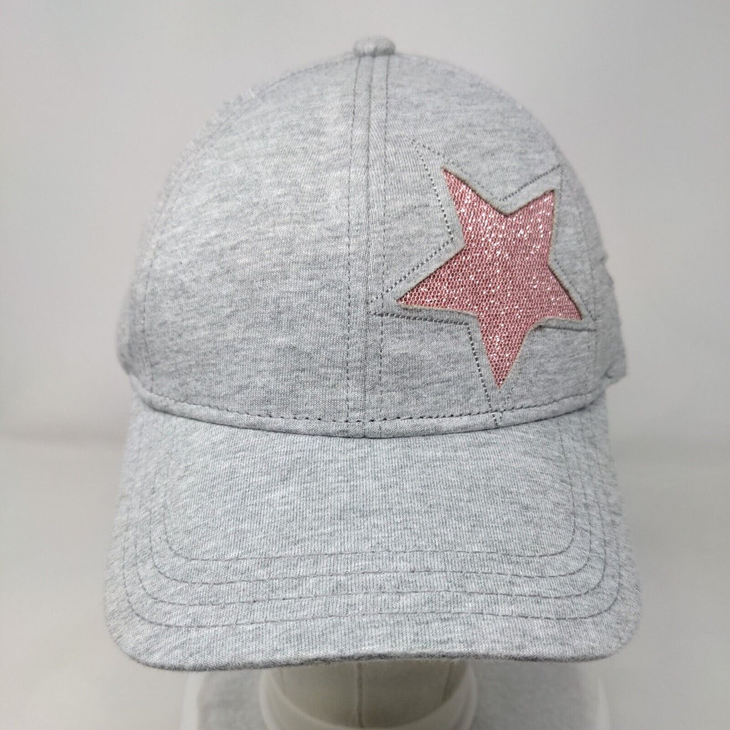 Glitter Star Strapback Hat Gray One Size Adjustable Lightweight 6 Panel Cotton