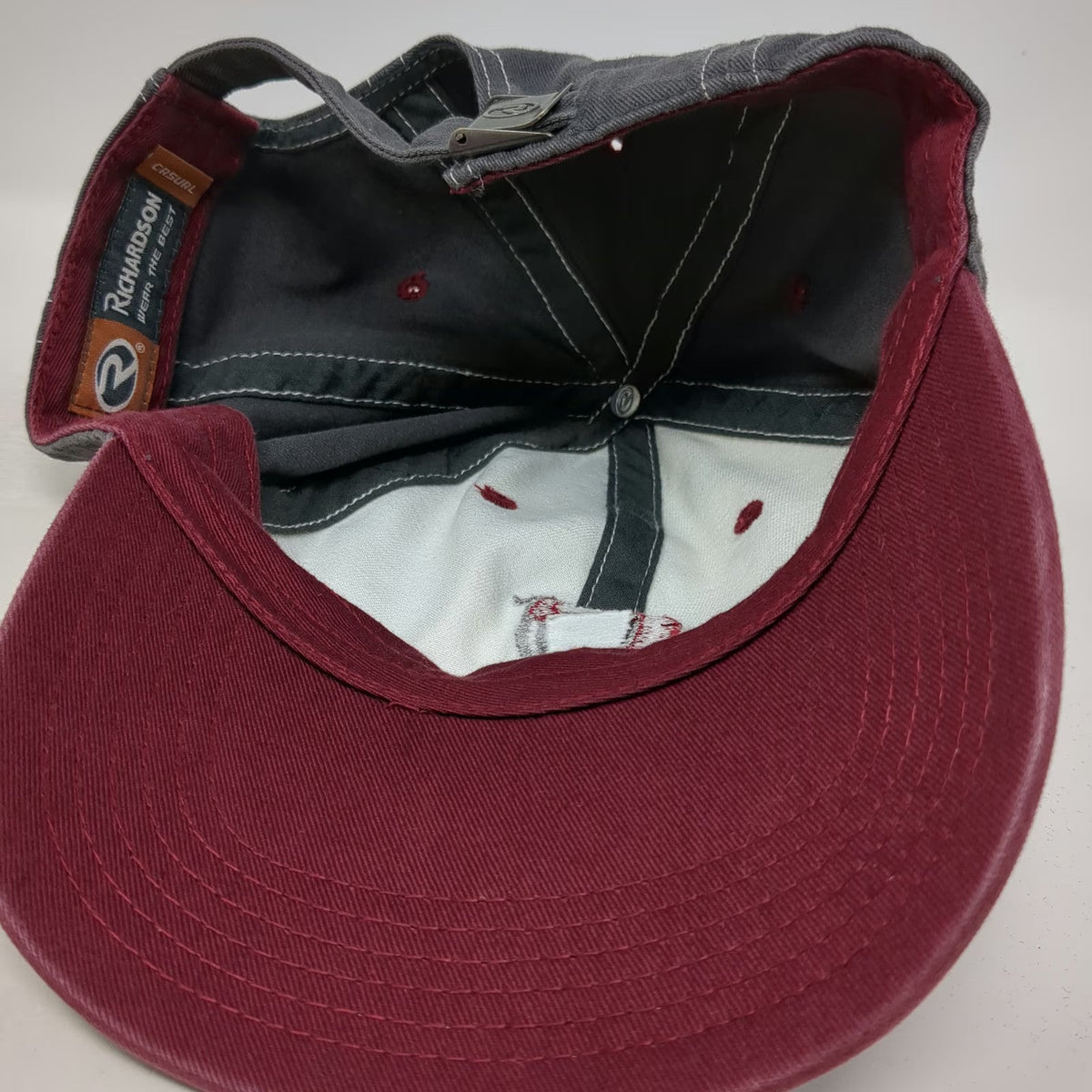 Richardson Baseball Cap Gray White Red One Size Echelon Group Logo Hat Slideback