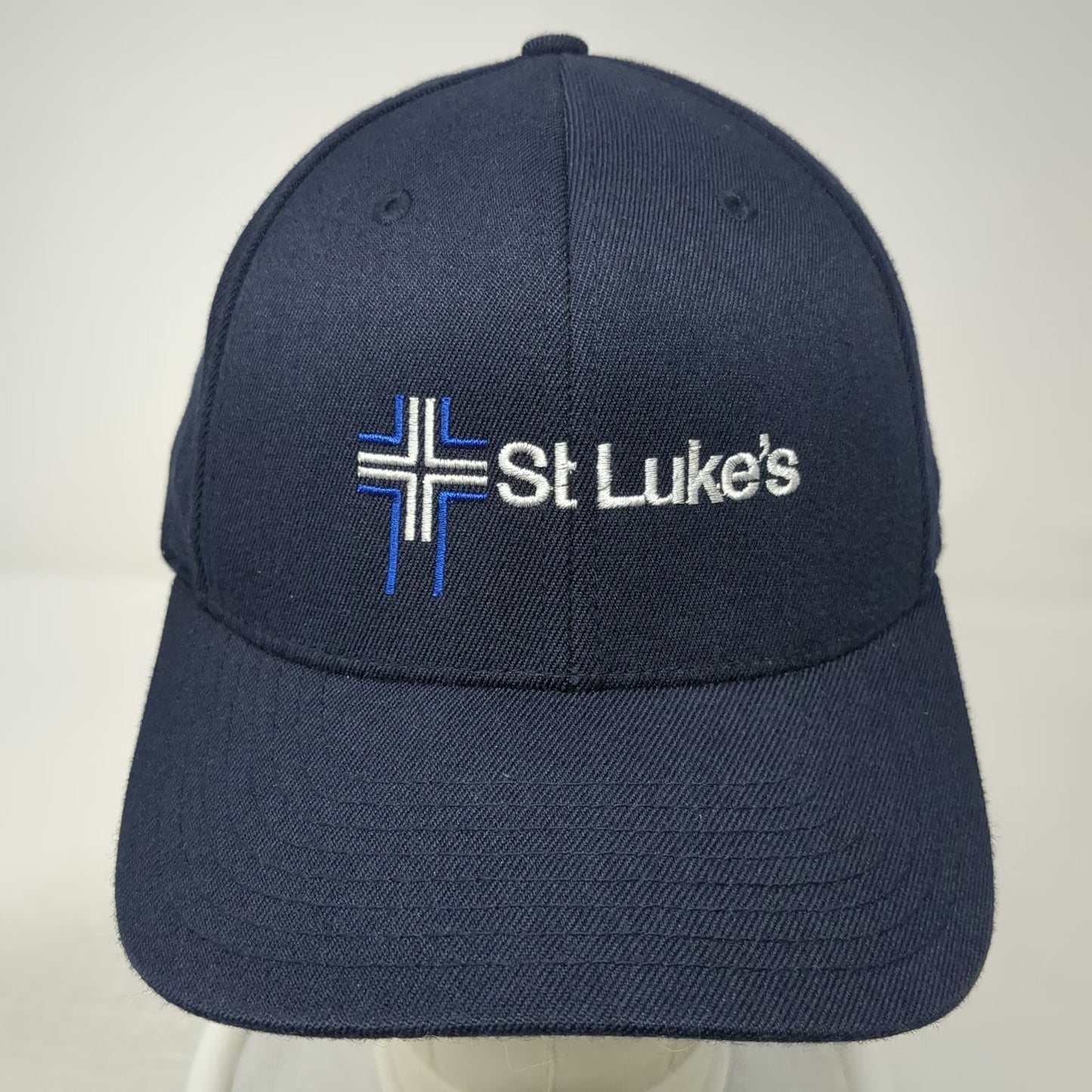 Richardson Blue XL St Lukes Cross Logo Flexfit Fitted Pro 585 Acrylic Wool Hat