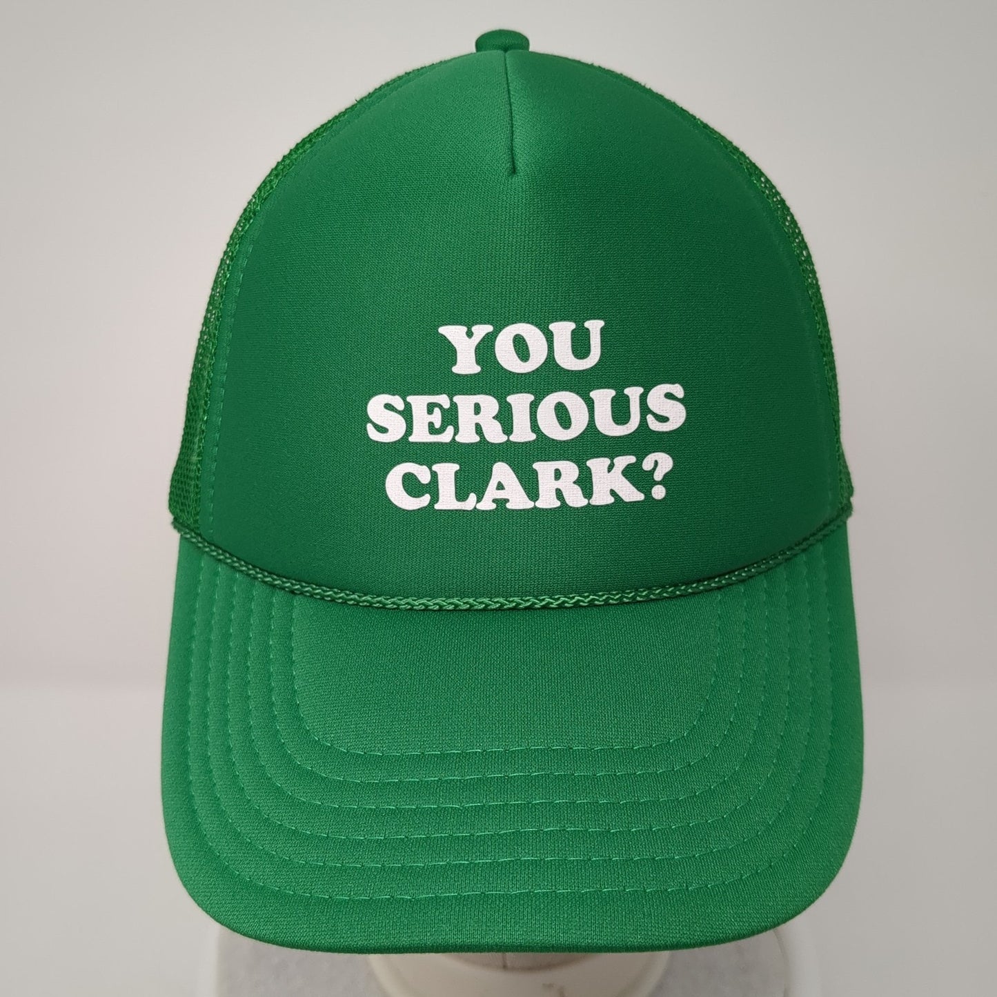 You Serious Clark? Snapback Rope Trucker Hat Green One Size Mesh Back