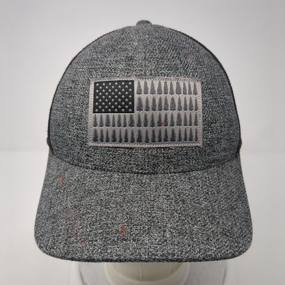Pine Trees American Flag Fitted Trucker Hat Gray S/M Mesh Back Columbia