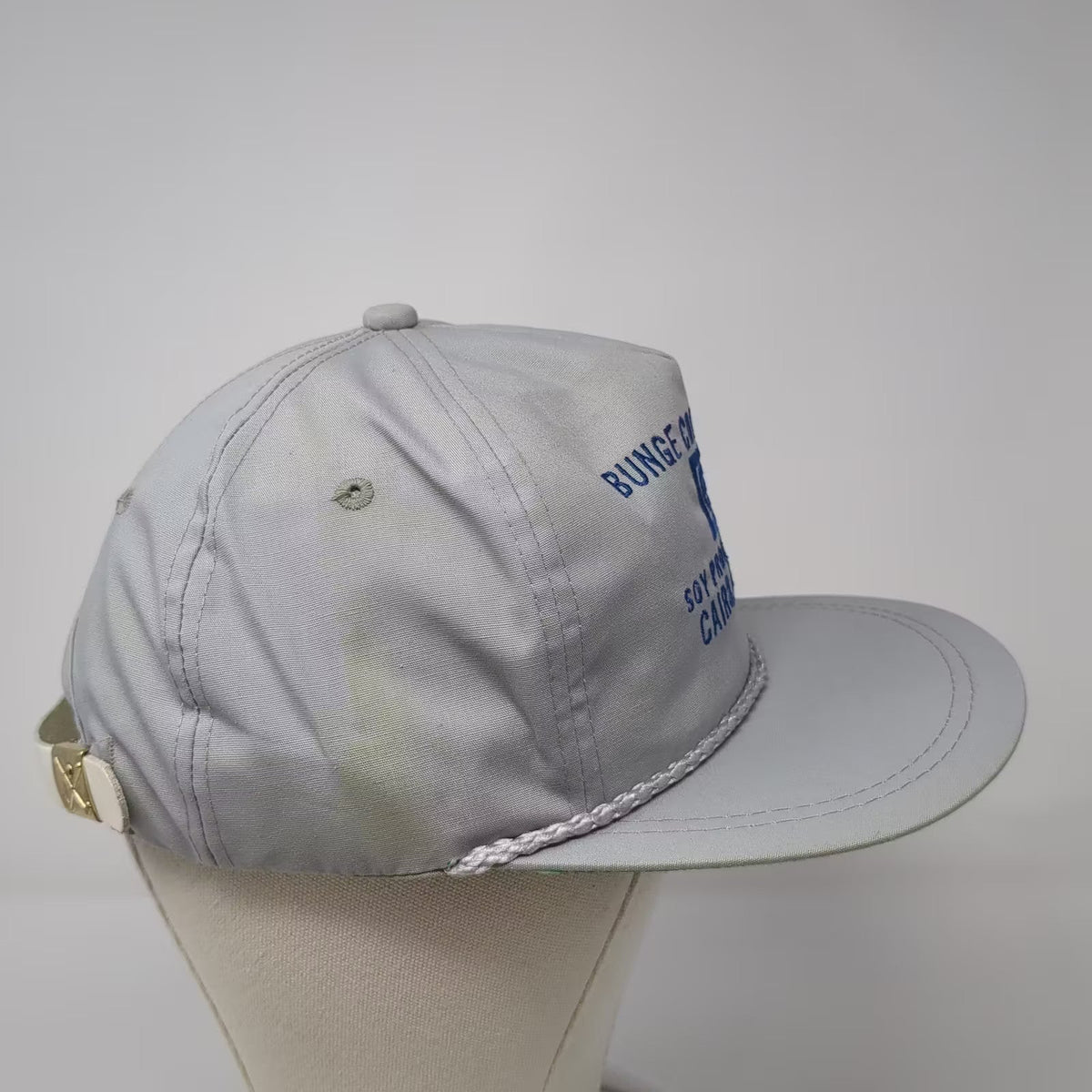 K-Brand Gray Blue Bunge Corporation Soy 5 Panel Rope Hat Strapback OS USA Made