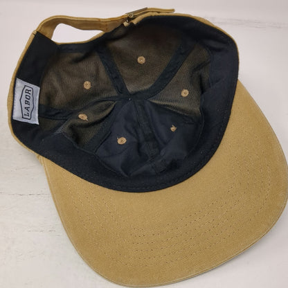 Labor Baseball Cap Brown One Size Adjustable Canvas Hat White Script Embroidery