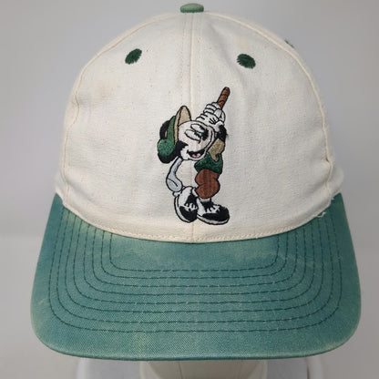Mickey & Co. Baseball Cap White Green One Size Golfing Mickey Mouse Hat Vintage