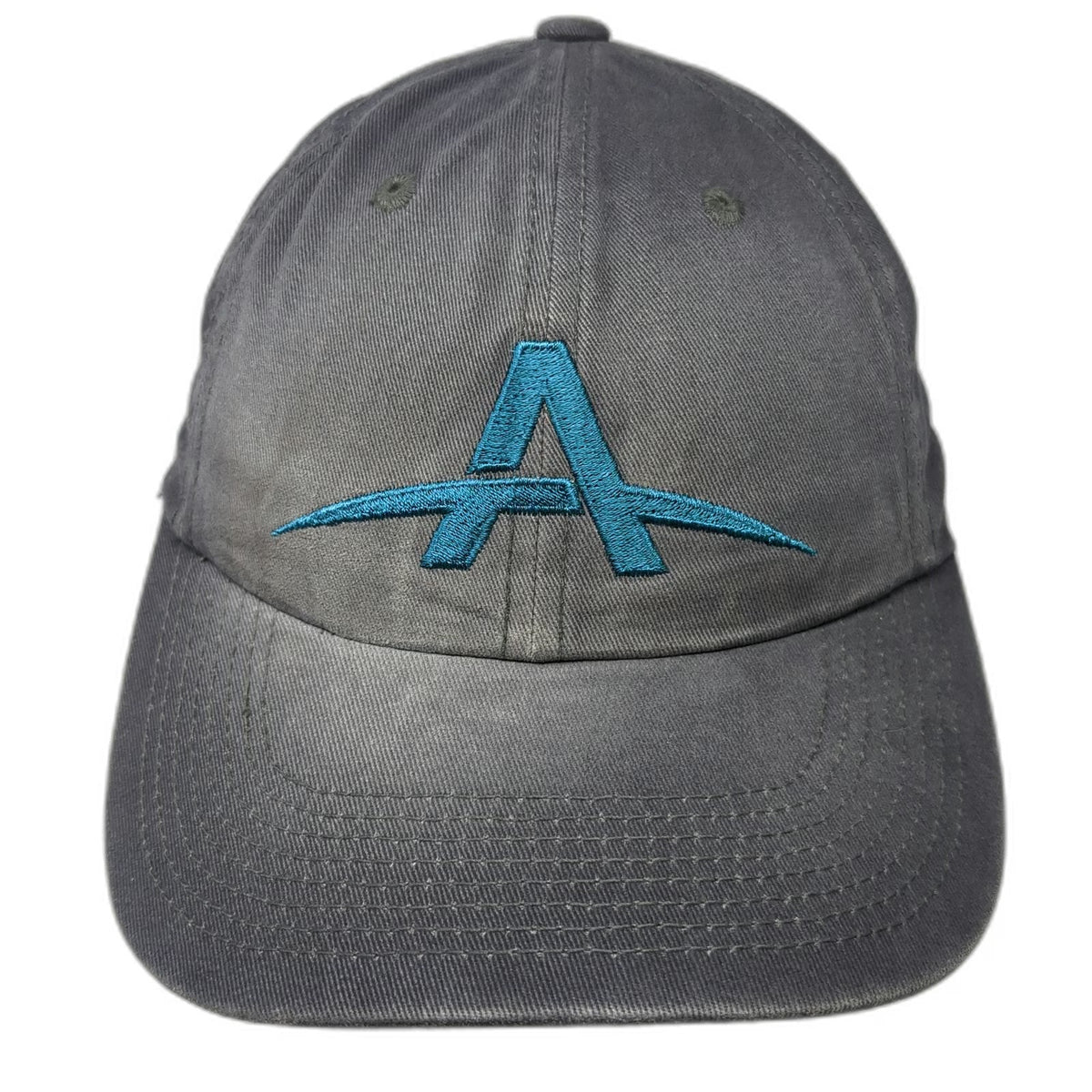 Port Authority Baseball Cap Gray OSFM Teal Embroidered Logo Hat Strapback Cotton