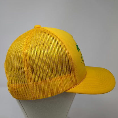 Designer Award Trucker Hat Yellow M Fishing Bass Humorous 1988 Graphic Vintage
