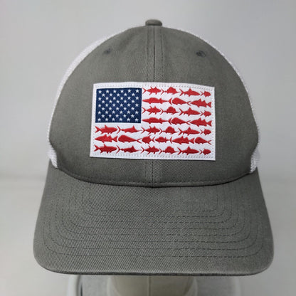 Columbia PFG Fish Flag Fitted Trucker Hat Gray L/XL Mesh Back Colorblock