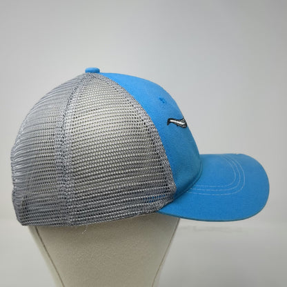 Vie Trucker Hat Blue Gray White One Size Mesh Floral Longhorn Skull Embroidery