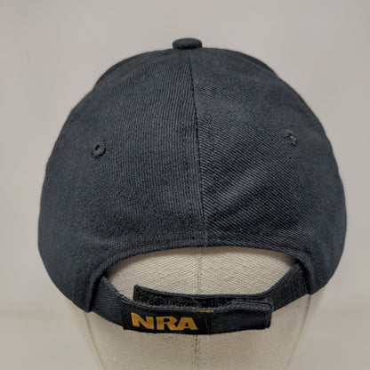 NRA Strapback Hat Black One Size Embroidered American Flag 6 Panel