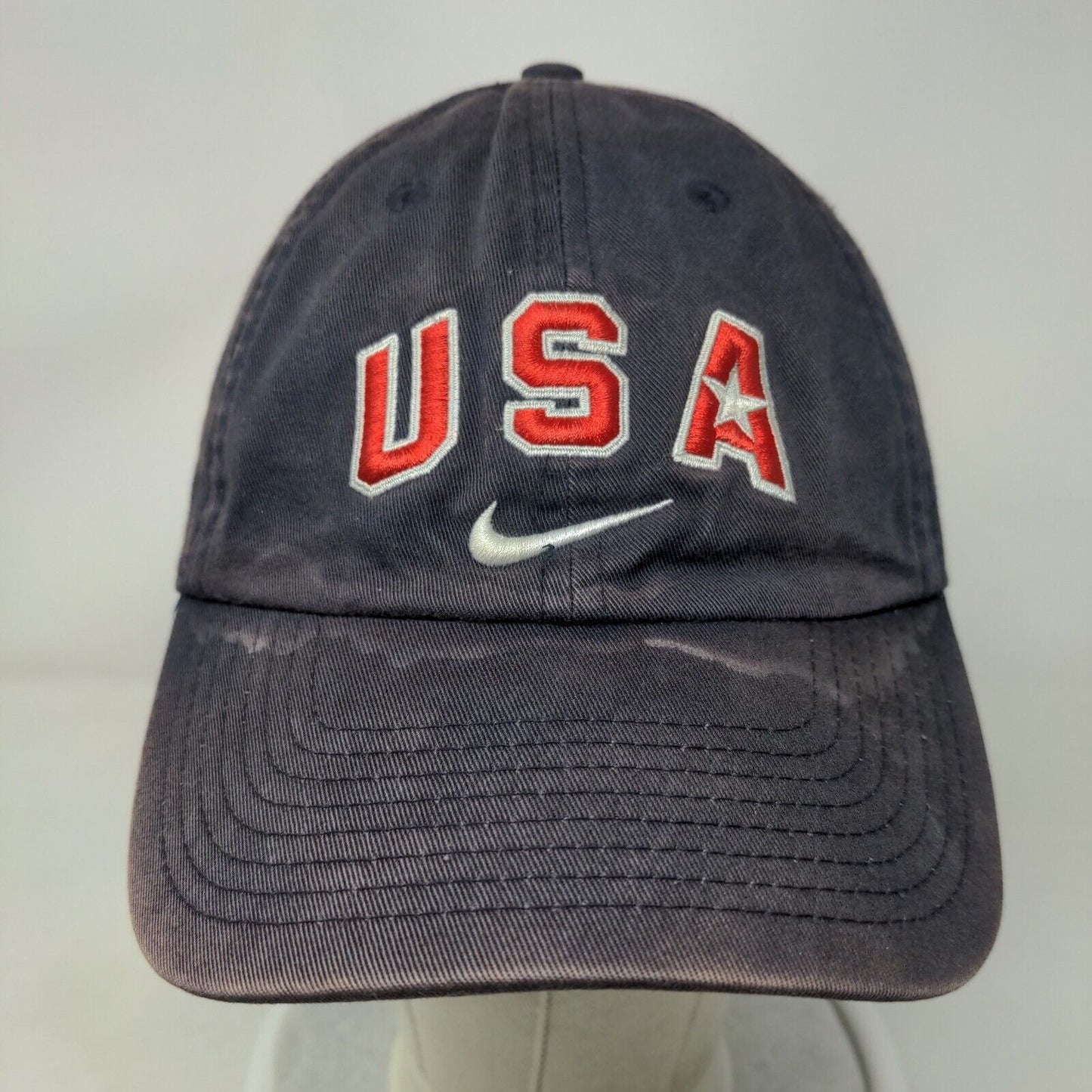 Nike Team USA Slideback Hat Blue OSFA Embroidered Logo Swoosh Distressed