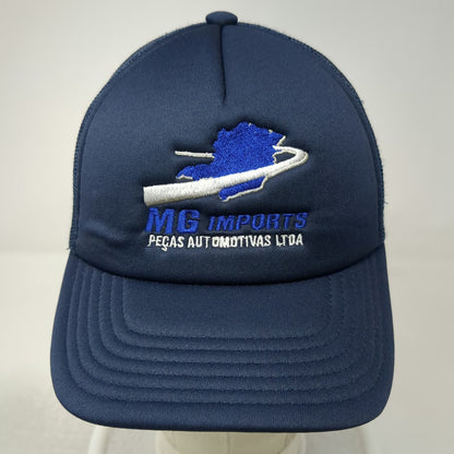 Leo Pard MG Imports Peas Automotivas Trucker Hat Blue One Size Mesh Snapback